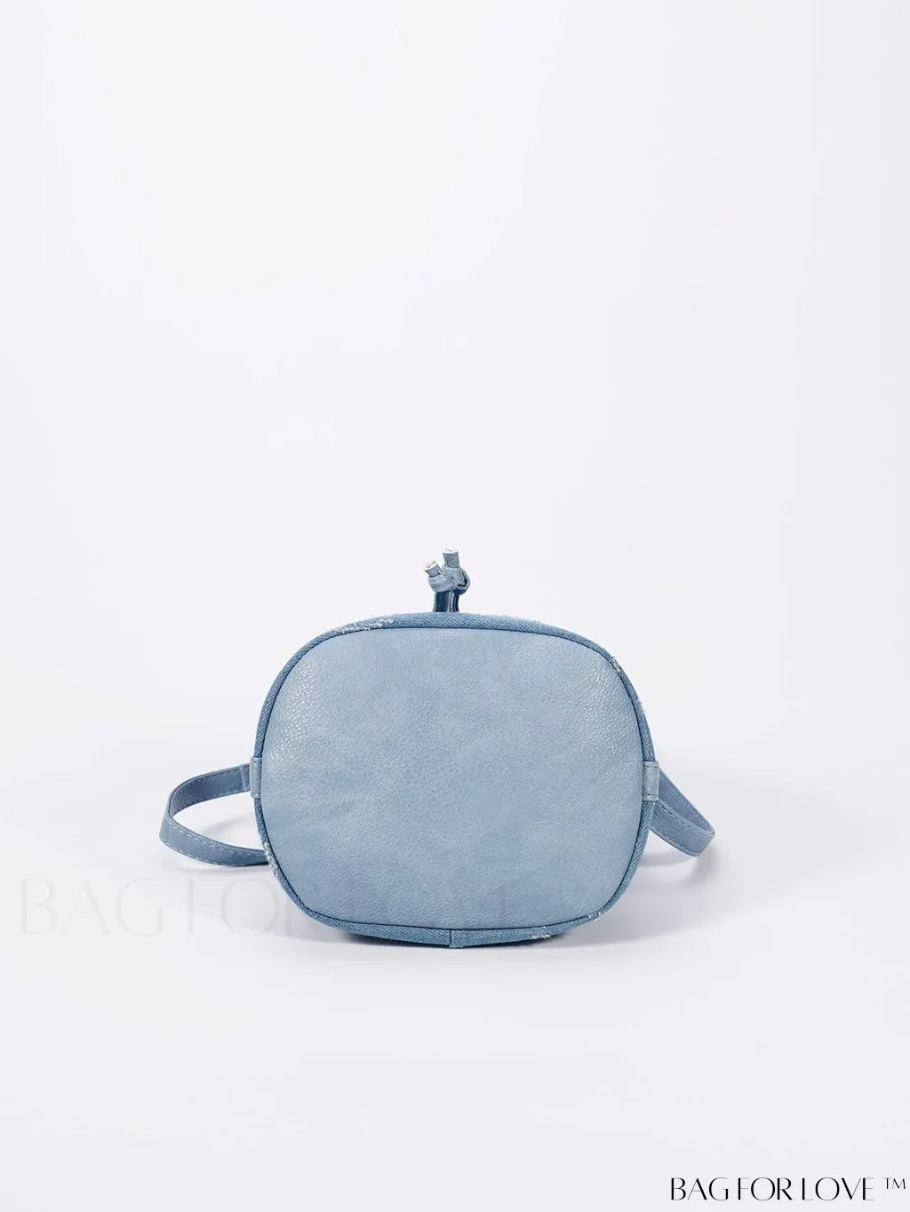 BagForLove - Denim Drawstring Bucket Bag - Mini with Flower Pattern