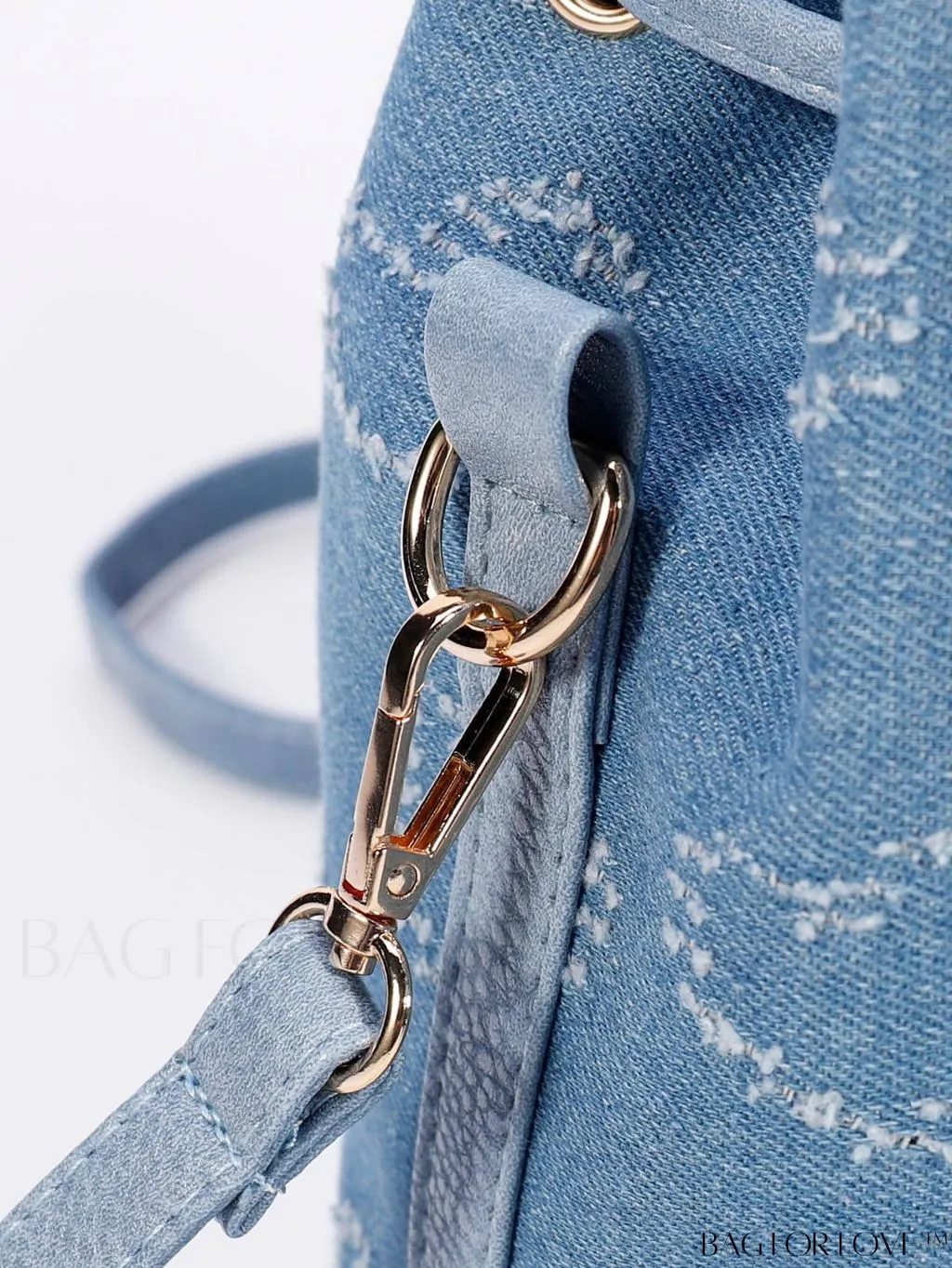 BagForLove - Denim Drawstring Bucket Bag - Mini with Flower Pattern