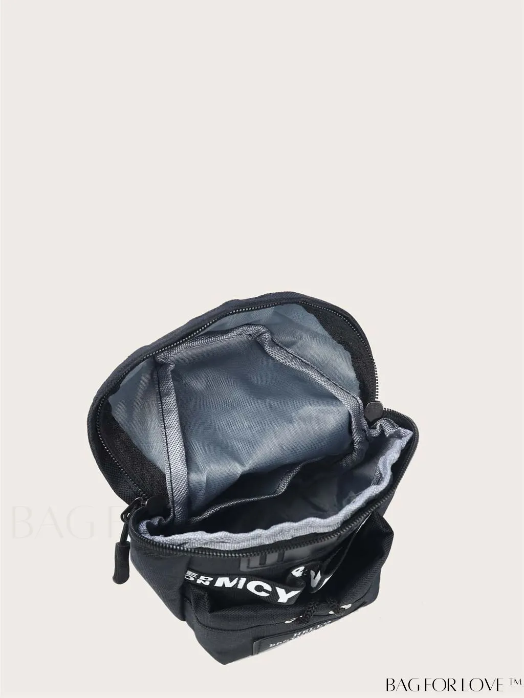 BagForLove - Graphic Sling Bag with Drawstring Closure - Mini Size, Decorative Letters
