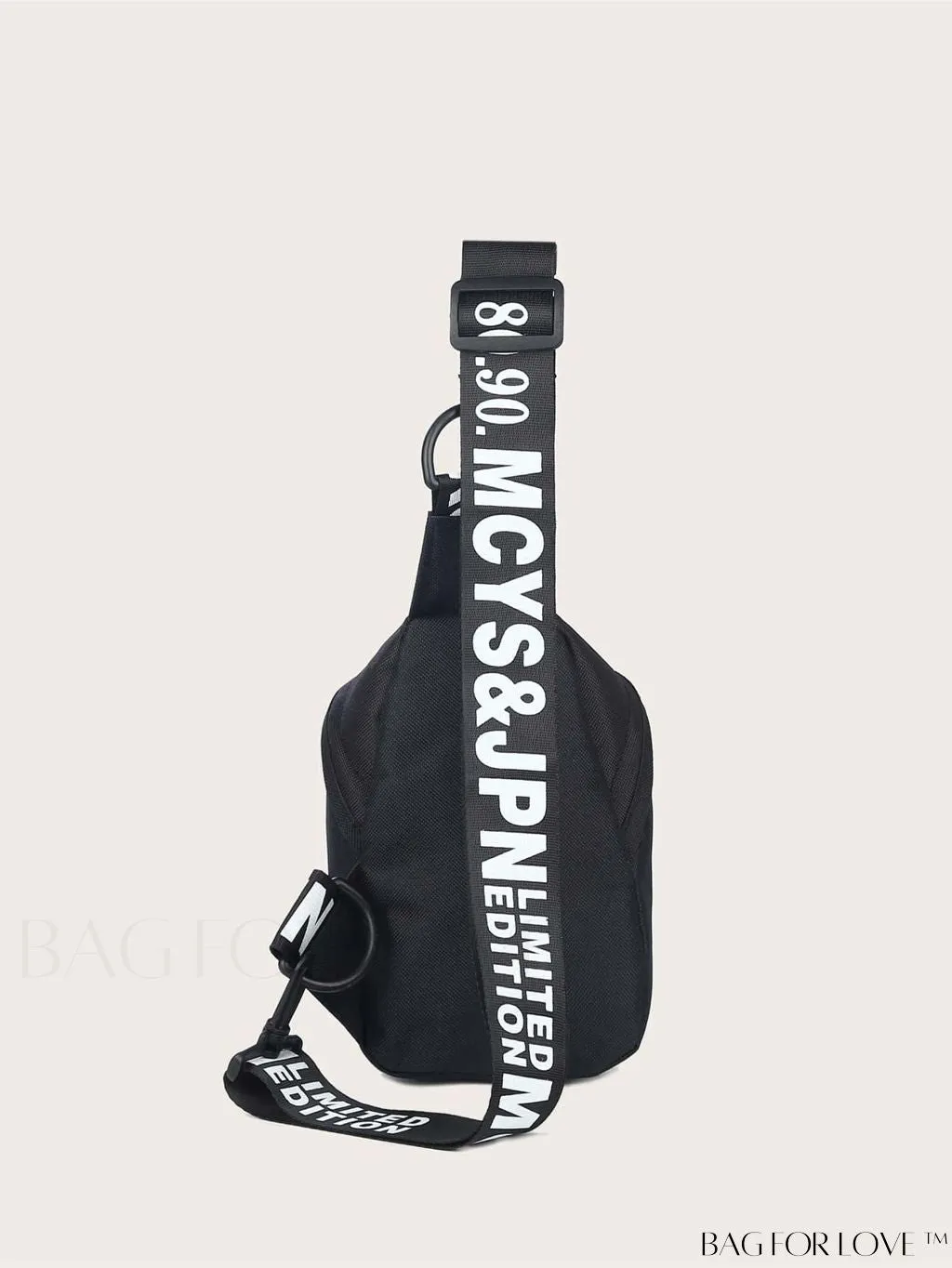 BagForLove - Graphic Sling Bag with Drawstring Closure - Mini Size, Decorative Letters