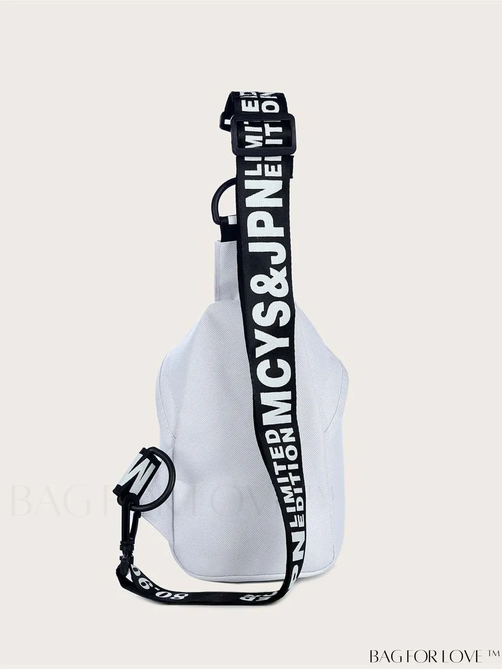 BagForLove - Graphic Sling Bag with Drawstring Closure - Mini Size, Decorative Letters