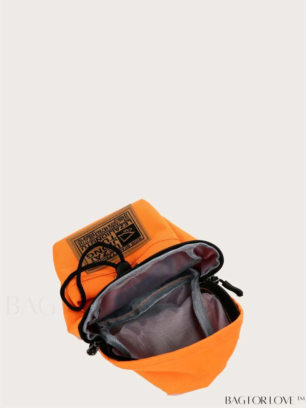 BagForLove - Graphic Sling Bag with Drawstring Closure - Mini Size, Decorative Letters