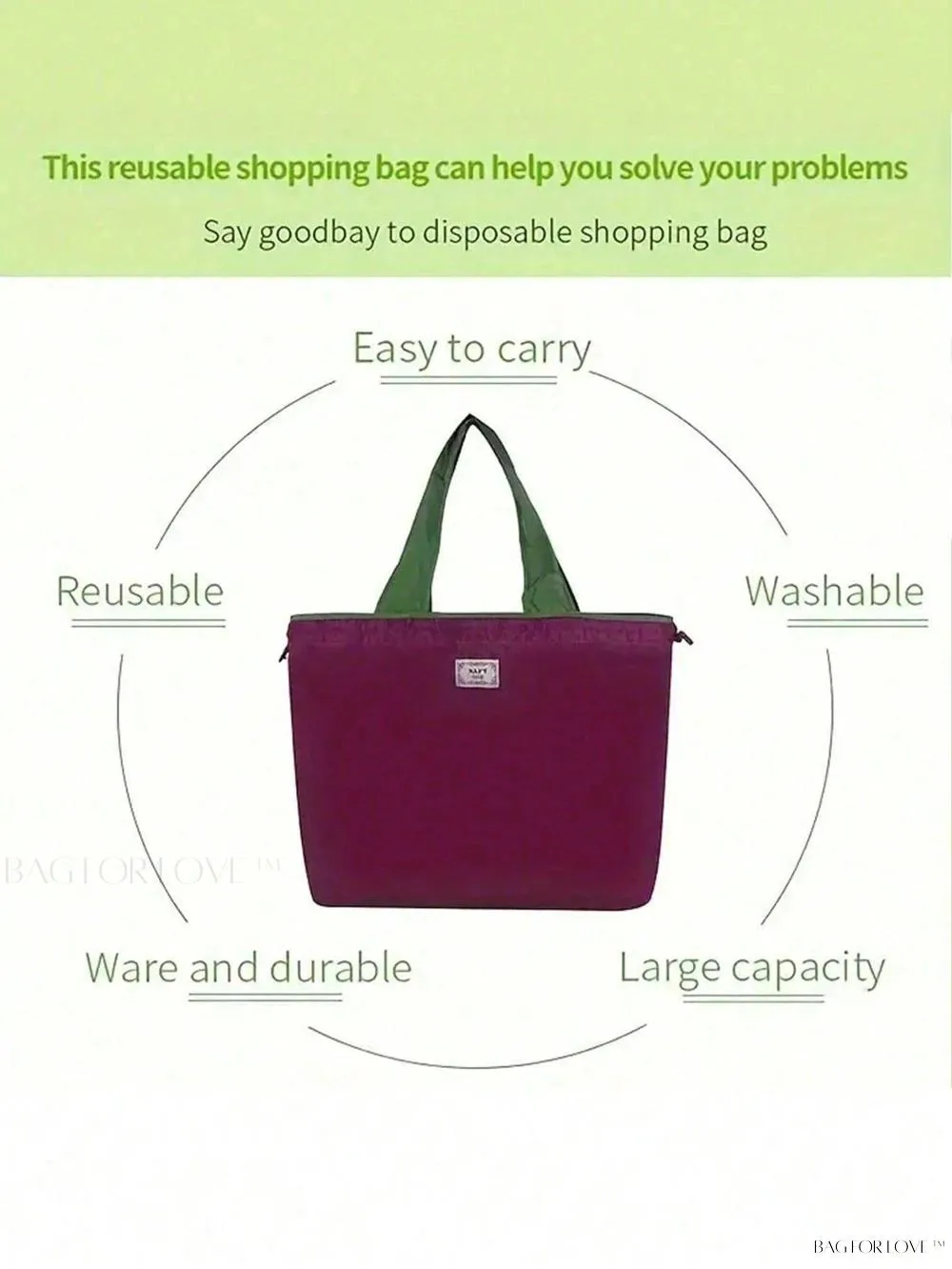 BagForLove - Lightweight Foldable Gym Tote Bag Perfect for Daily Use