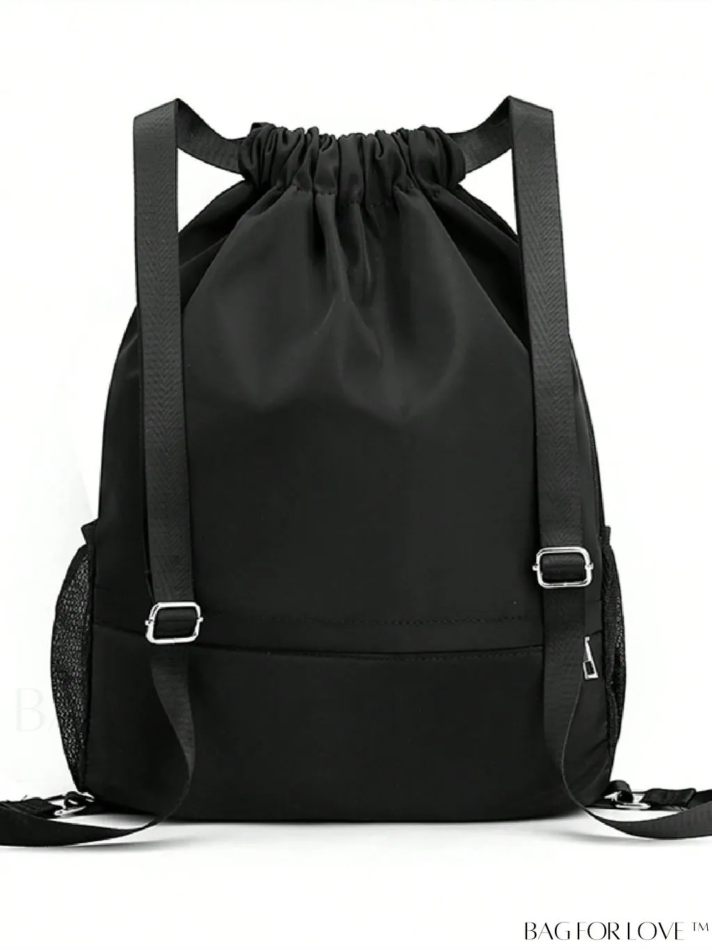 BagForLove - Minimalist Black Drawstring Backpack with Adjustable Strap - Ideal for School & Daily Use