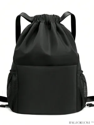 BagForLove - Minimalist Black Drawstring Backpack with Adjustable Strap - Ideal for School & Daily Use