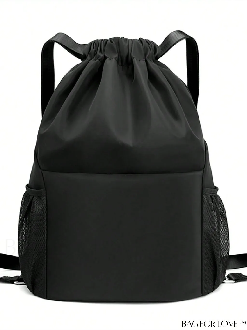 BagForLove - Minimalist Black Drawstring Backpack with Adjustable Strap - Ideal for School & Daily Use