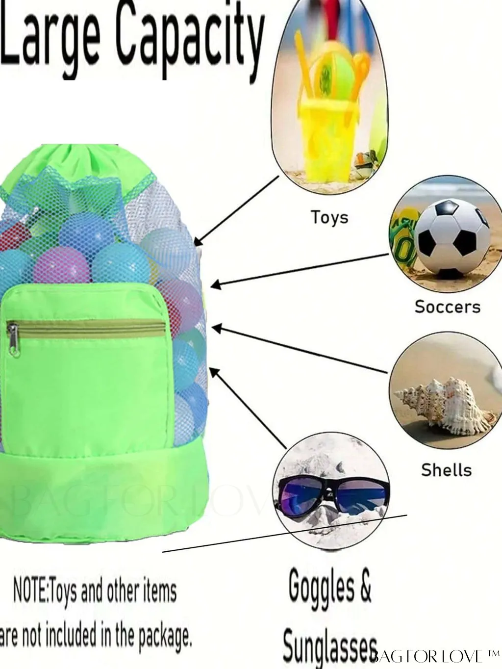 BagForLove - Portable Beach Toy Storage Backpack: Double-Shouldered, Practical & Spacious