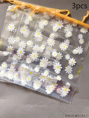 BagForLove - Portable Waterproof Daisy Storage Bag Set for Clothes, Shoes, and Toiletries - 3pcs
