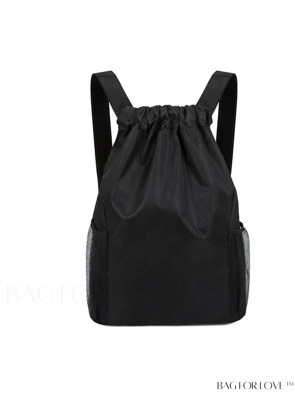 BagForLove - Premium Black Drawstring Backpack - Sleek, Versatile, and Spacious for Sports and Travel