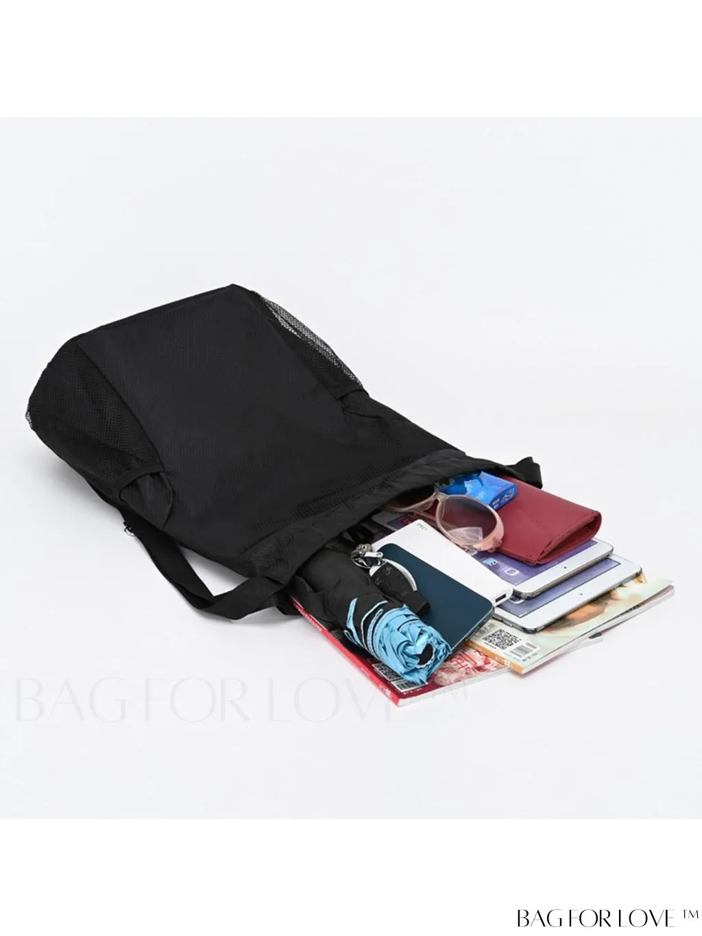 BagForLove - Premium Black Drawstring Backpack - Sleek, Versatile, and Spacious for Sports and Travel