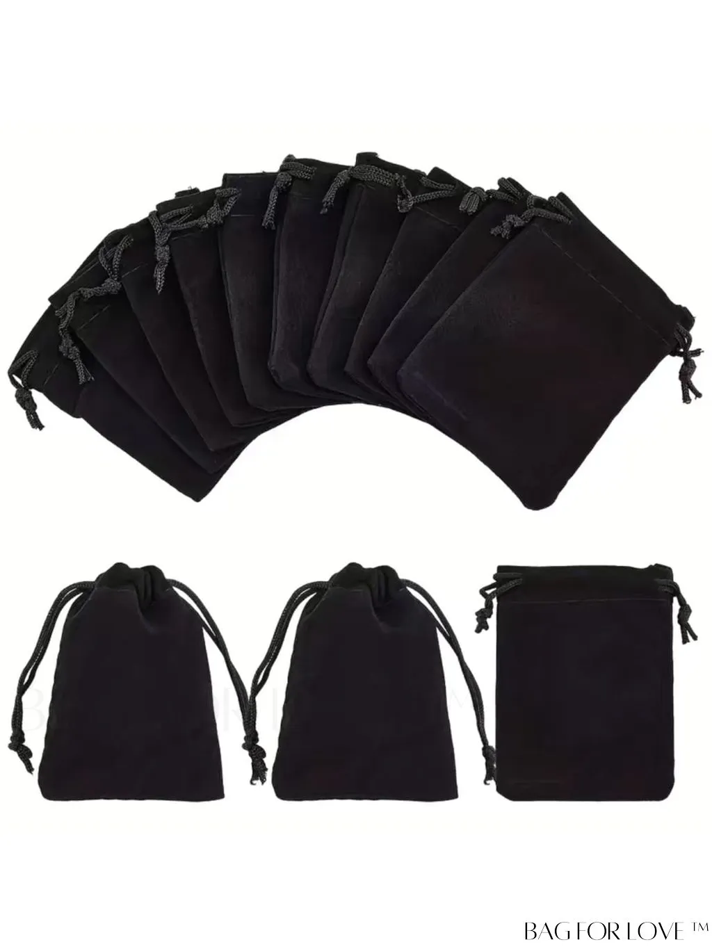 BagForLove - Rectangular Black Velvet Pouches â 10pcs for Candy, Gift Bags, Party & Wedding Favors