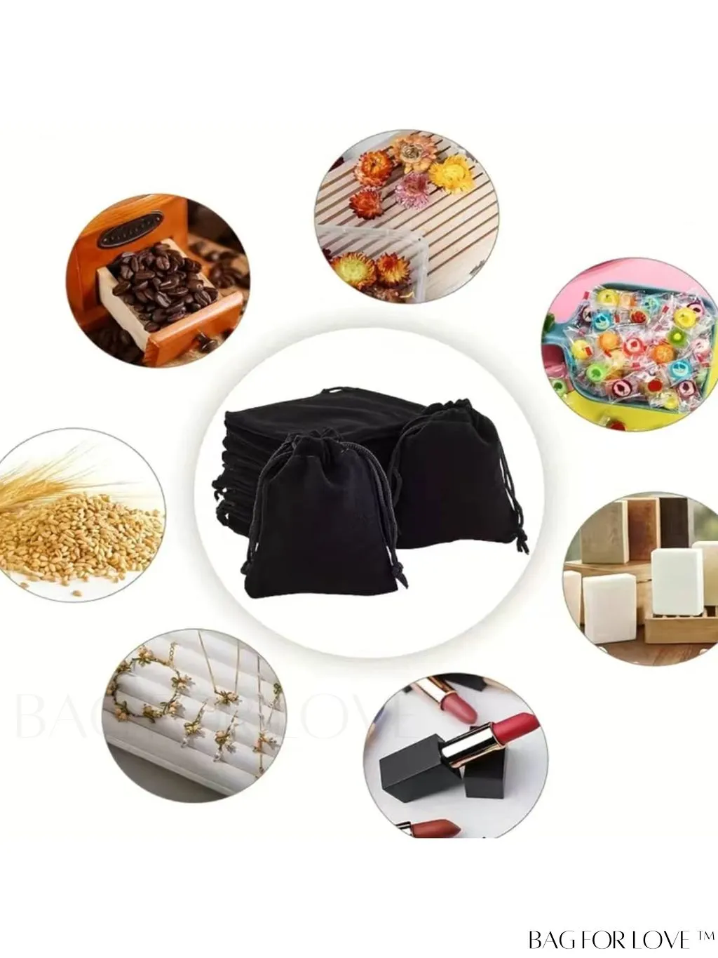 BagForLove - Rectangular Black Velvet Pouches â 10pcs for Candy, Gift Bags, Party & Wedding Favors