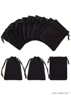 BagForLove - Rectangular Black Velvet Pouches â 10pcs for Candy, Gift Bags, Party & Wedding Favors