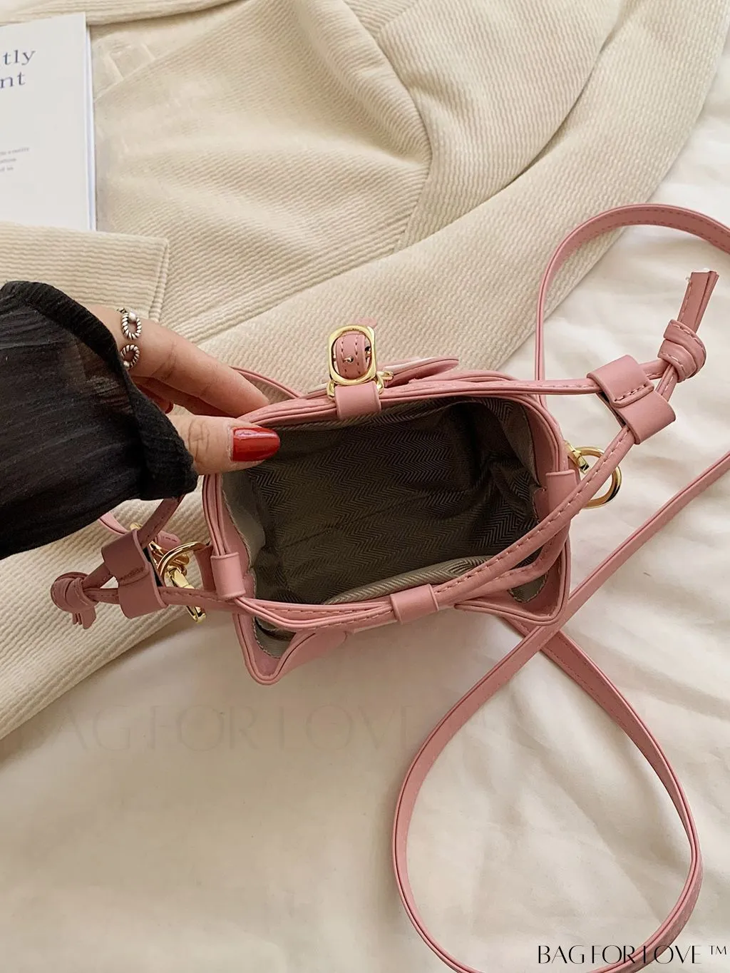 BagForLove - Stylish Heart-shaped Sling Bag: Mini, Decorated, Drawstring Design