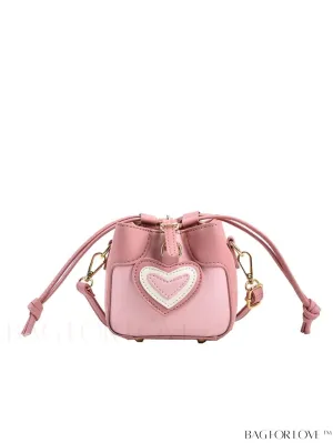 BagForLove - Stylish Heart-shaped Sling Bag: Mini, Decorated, Drawstring Design