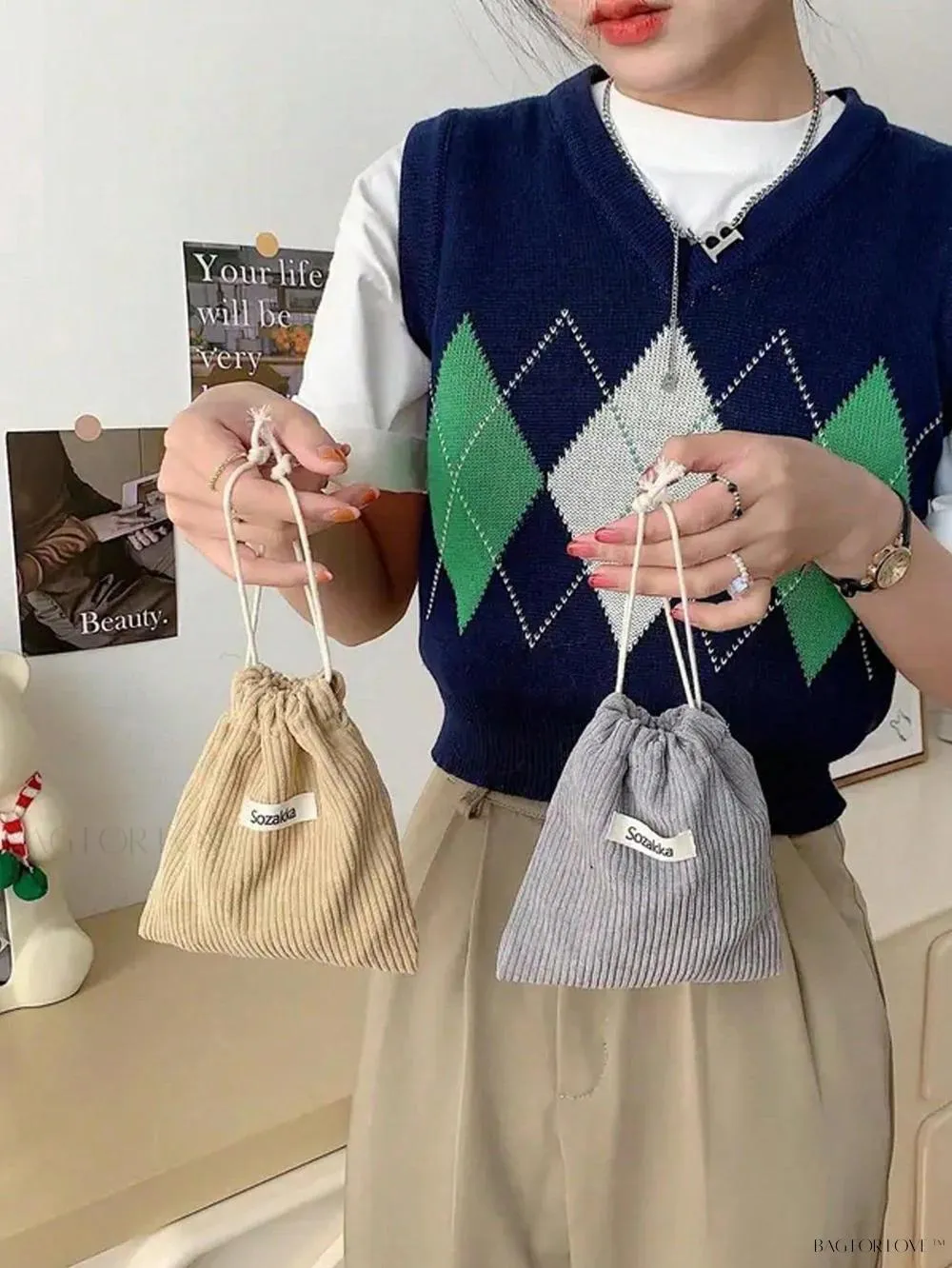 BagForLove - Travel-Sized Makeup Storage Pouch with Drawstring Flap