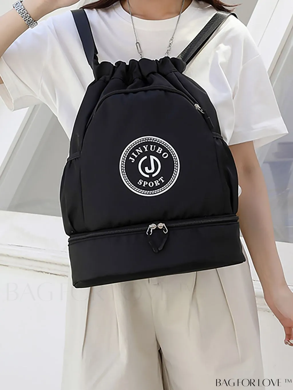 BagForLove - Versatile Drawstring Backpack with Shoe Compartment, Lightweight Workout Bag for Daily Commute, Outdoor Travel, and Gym