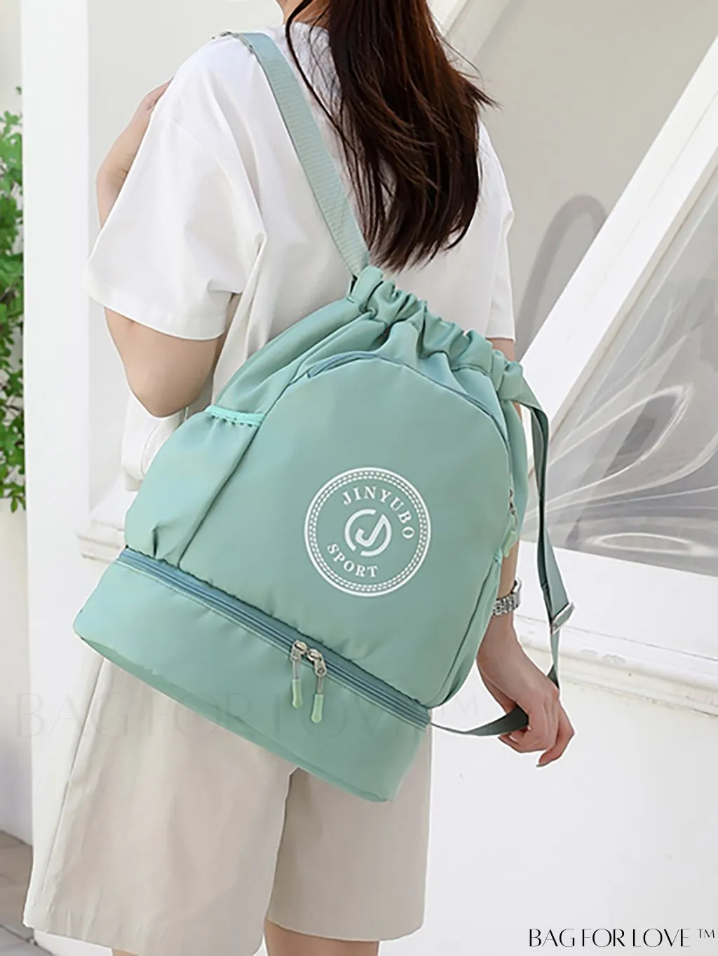 BagForLove - Versatile Drawstring Backpack with Shoe Compartment, Lightweight Workout Bag for Daily Commute, Outdoor Travel, and Gym