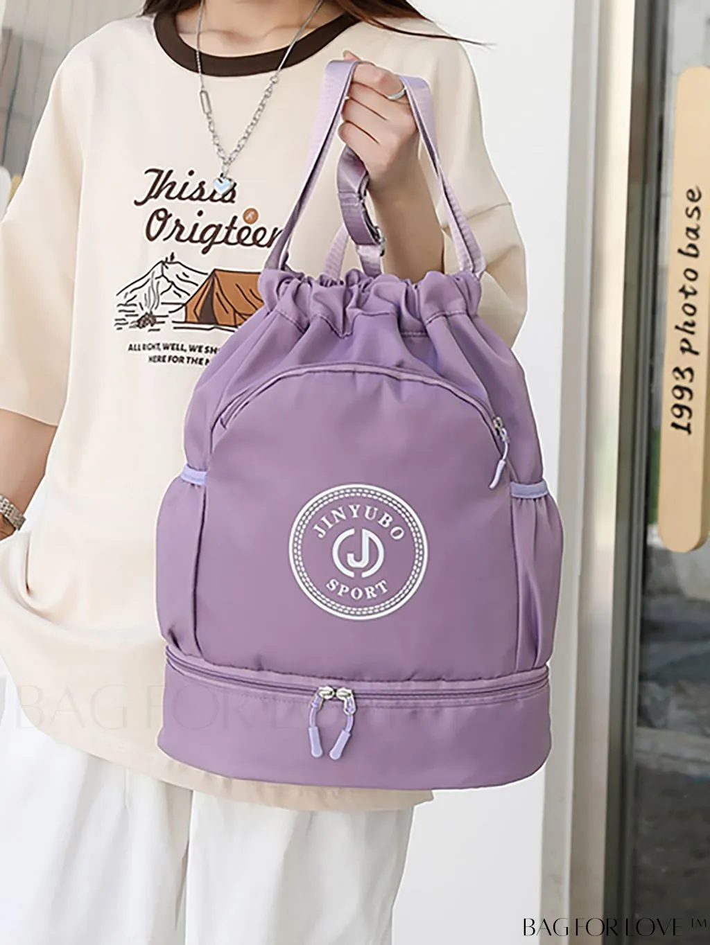 BagForLove - Versatile Drawstring Backpack with Shoe Compartment, Lightweight Workout Bag for Daily Commute, Outdoor Travel, and Gym