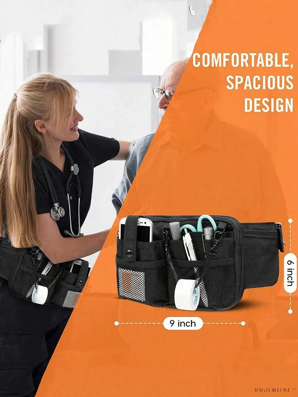 BagForLove - Women's Medical Supply Bag with Large Capacity and Adjustable Waist Belt