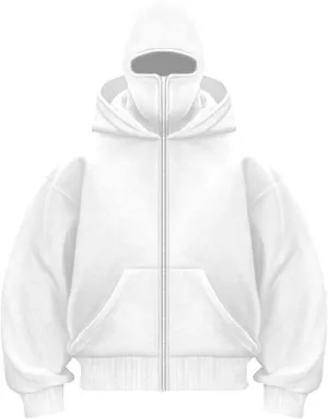 Balaclava Hoodie Zipper, Winter Hoodies for Men Double Layer Hooded Sweatshirt Fleece Zip Jacket