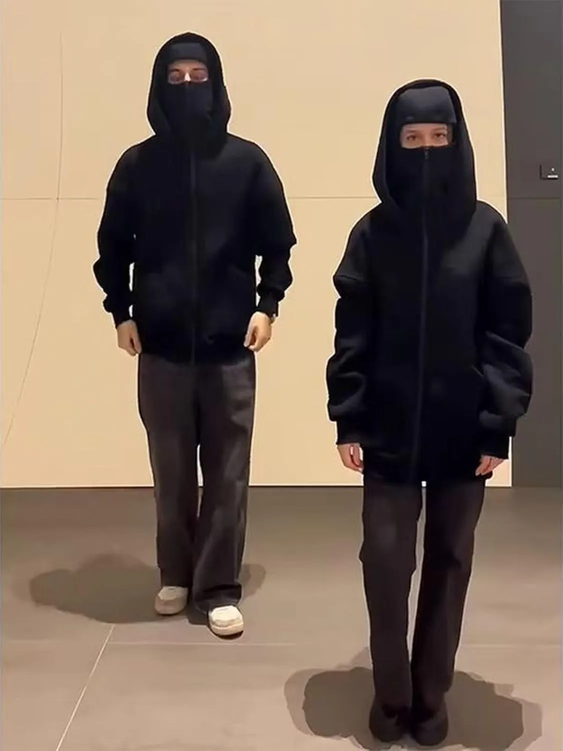 Balaclava Hoodie Zipper, Winter Hoodies for Men Double Layer Hooded Sweatshirt Fleece Zip Jacket