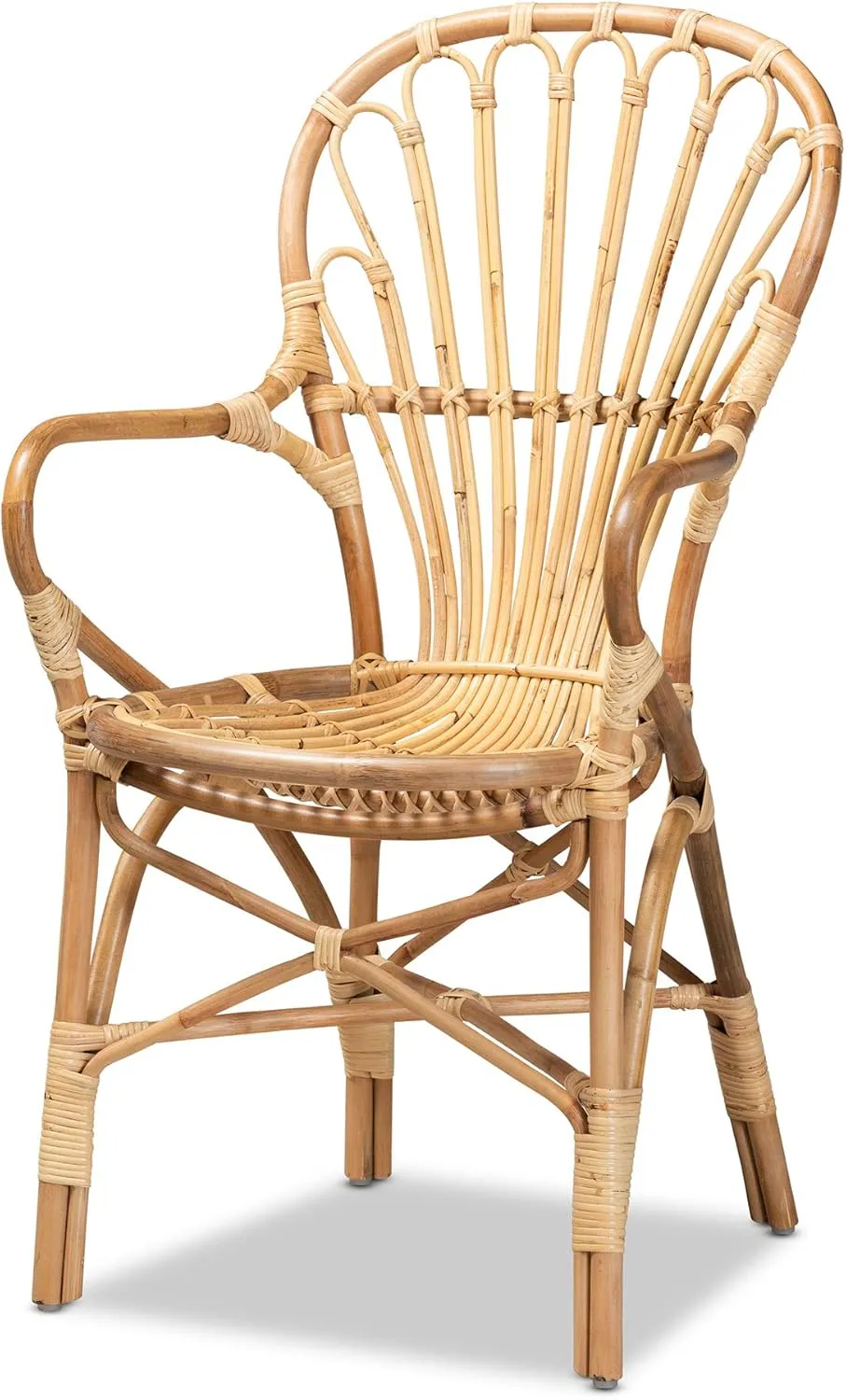 bali & pari Sheraton Modern and Contemporary Light Honey Rattan Dining Chair