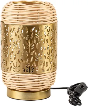 BAMWU Small Table Decorative Lamp for Home - Desk Lamp with Gold Rattan Design Power Cord Christmas Decorations Light for Living Room, Bedroom,