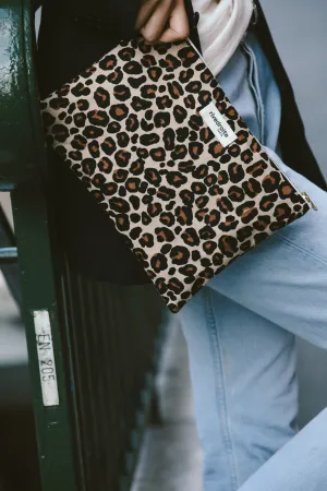 Barbette the medium sized pouch - Recycled cotton Leopard Beige sand