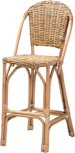 Baxton Studio Neola Bar Stool, One Size, Natural Brown