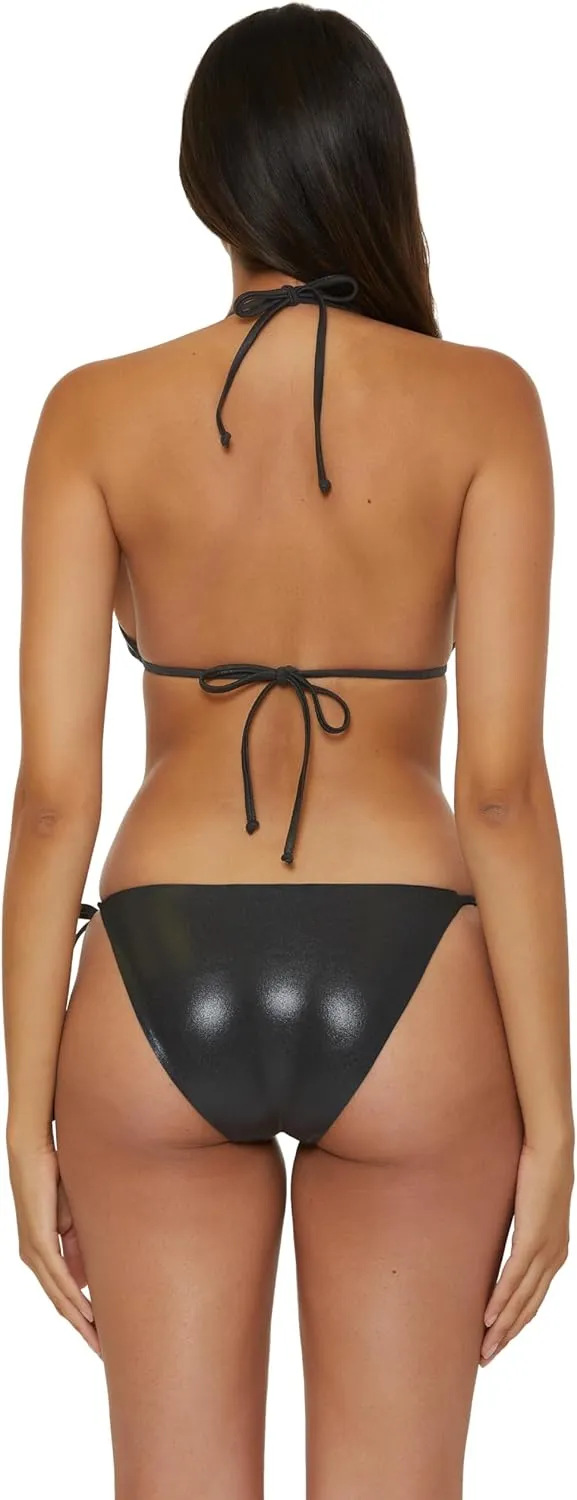BECCA Liquid Metal Tie Side Bikini Bottom, Cheeky Coverage, Swimwear Separates for Women