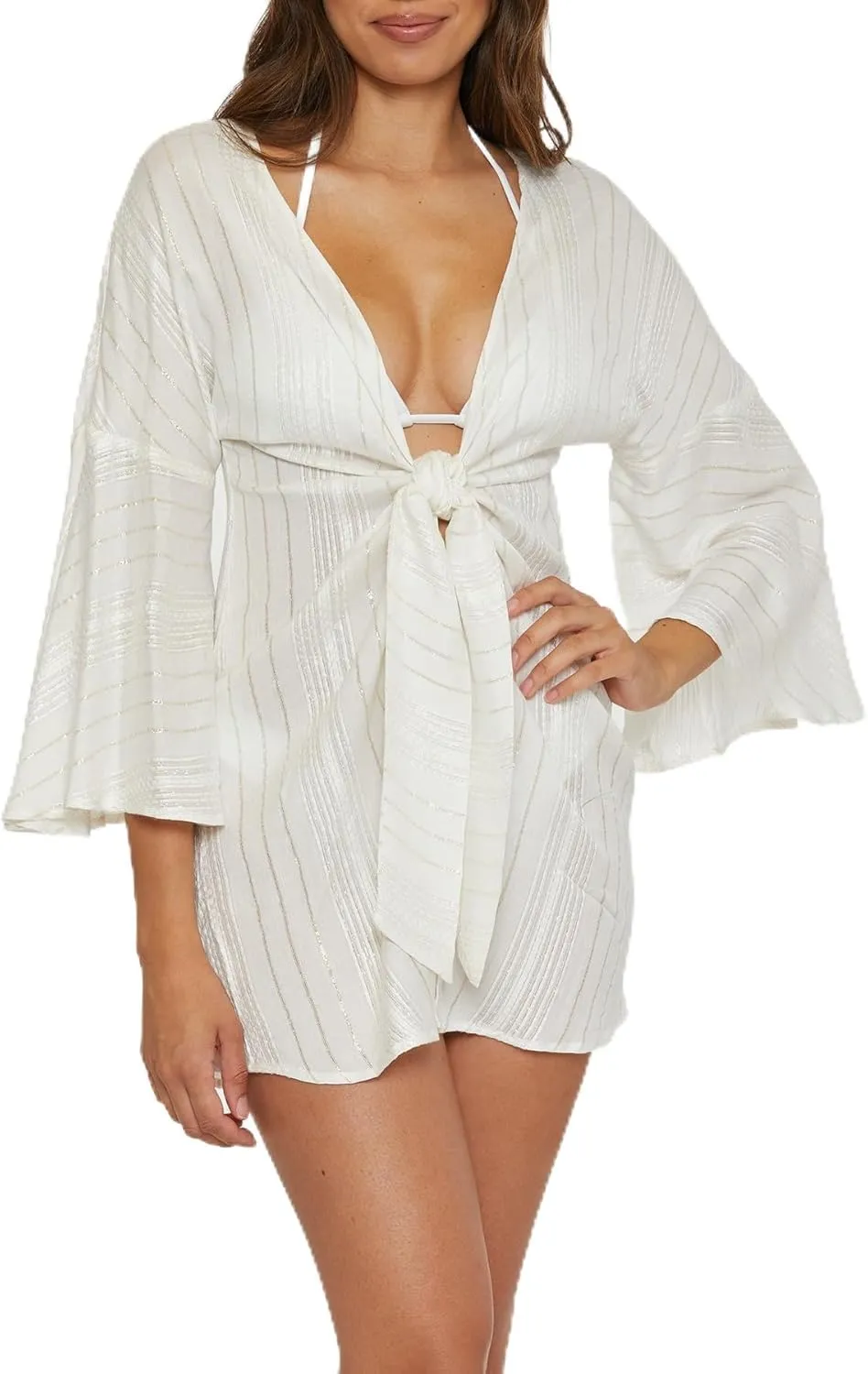 BECCA Women's Standard Radiance V-Neck Tunic, Casual, Beach Cover Ups
