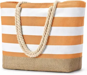 Becokan Beach Bags for Women Large Canvas Beach Tote Bag Beach Bags Waterproof Sandproof Swim Pool Bag Travel Essentials