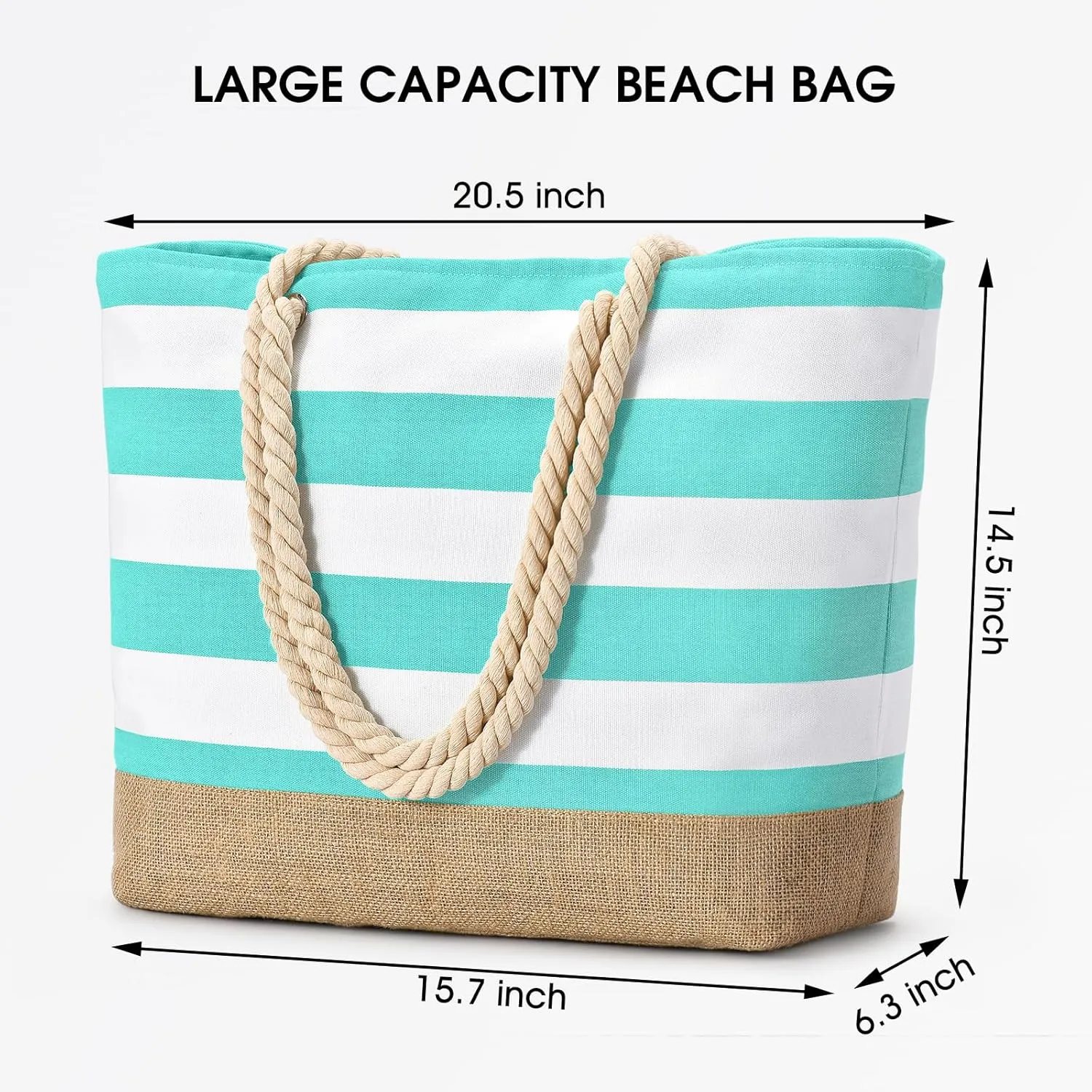 Becokan Beach Bags for Women Large Canvas Beach Tote Bag Beach Bags Waterproof Sandproof Swim Pool Bag Travel Essentials