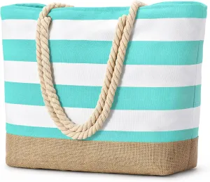 Becokan Beach Bags for Women Large Canvas Beach Tote Bag Beach Bags Waterproof Sandproof Swim Pool Bag Travel Essentials