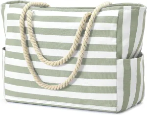 Becokan Beach Bags for Women Large Canvas Beach Tote Bag Beach Bags Waterproof Swim Pool Bag Beach Travel Essentials