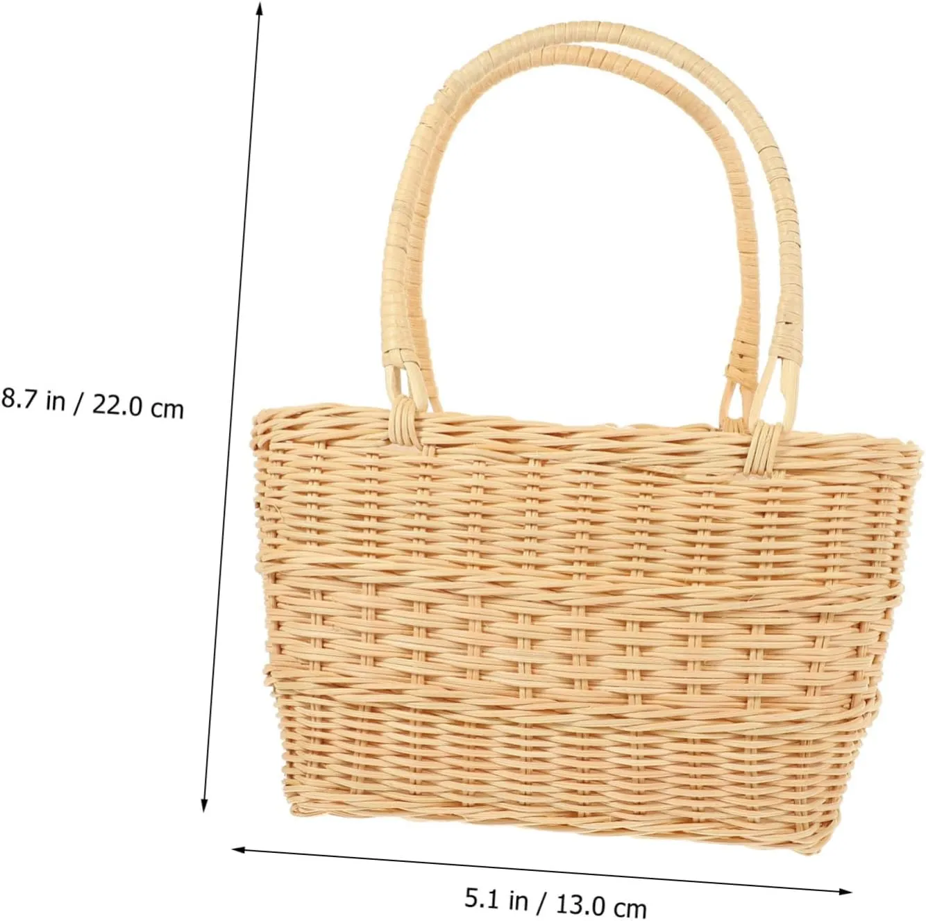 BESPORTBLE Elegant Hand-woven Rattan Handbag Double Handle Flower Basket Decorative Flower Holder for Arrangements