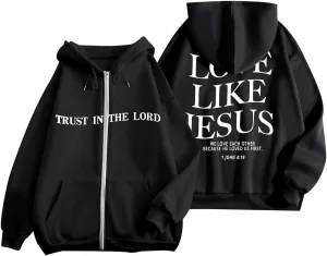 Bible Verse for Women Faith Over Fear Hoodie Fashion Shirt Christian Graphic Hoodies Pull Over Love Like Jesus Spirit