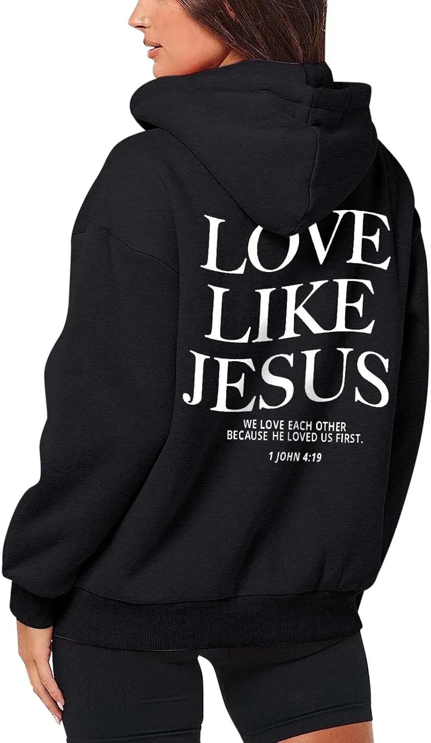Bible Verse for Women Faith Over Fear Hoodie Fashion Shirt Christian Graphic Hoodies Pull Over Love Like Jesus Spirit