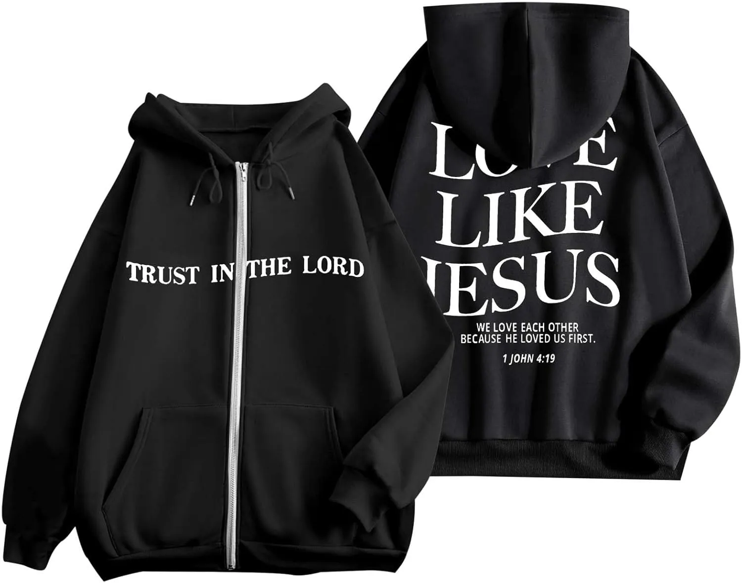 Bible Verse for Women Faith Over Fear Hoodie Fashion Shirt Christian Graphic Hoodies Pull Over Love Like Jesus Spirit