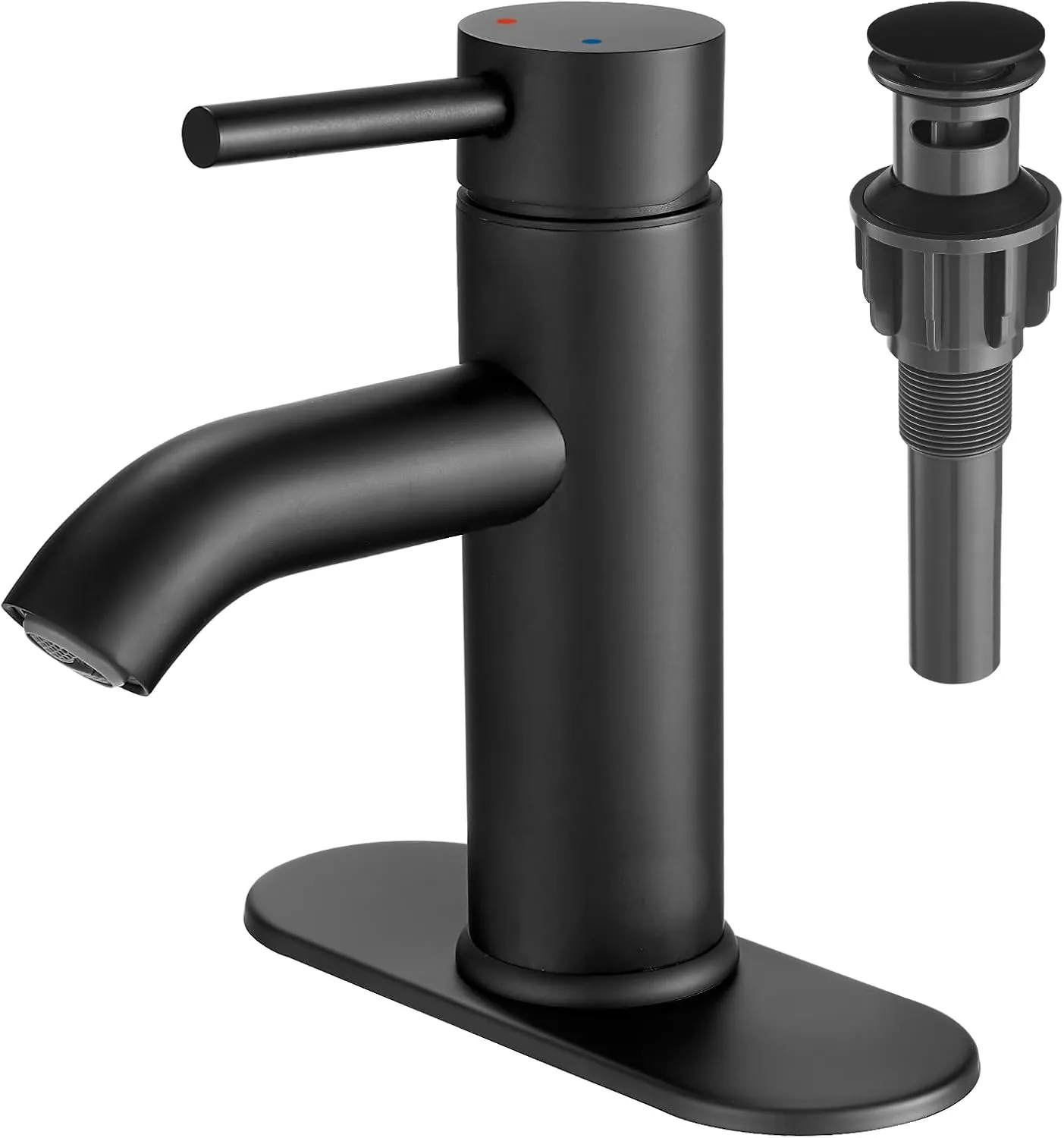 Black Bathroom Faucet Single Handle Bathroom Sink Faucet with Pop-up Drain Rv Lavatory Vessel Faucet Basin Mixer Tap with Deck Plate