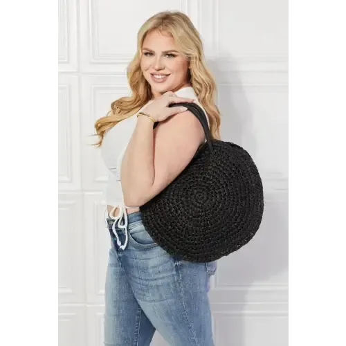 Black Beach Rattan Handbag