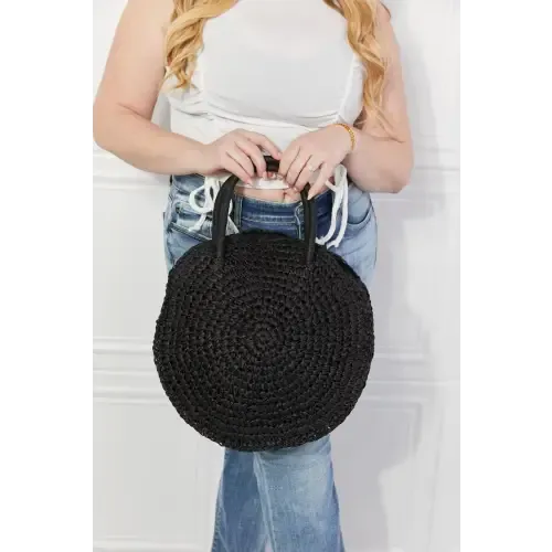 Black Beach Rattan Handbag