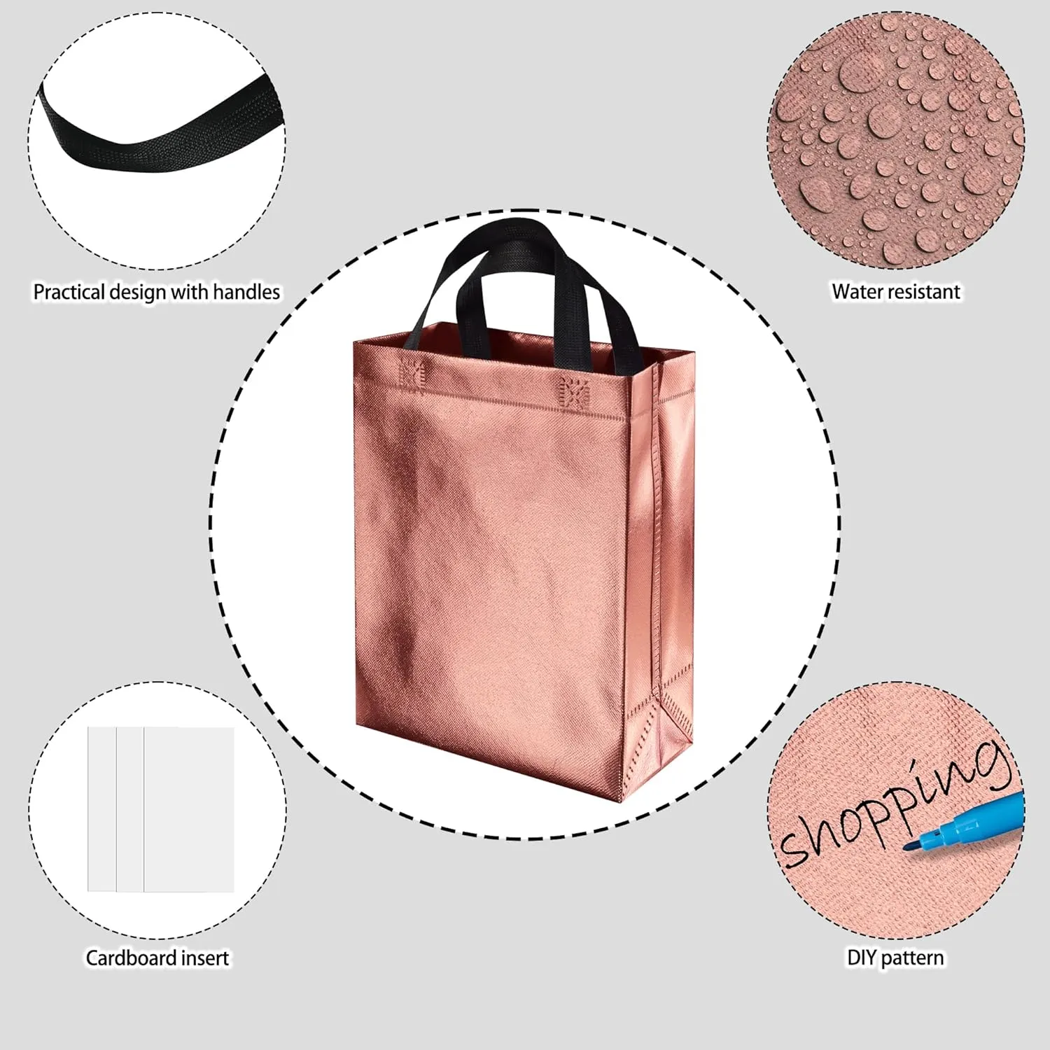 BLEWINDZ 100Pcs Medium Gift Bags Bulk – 10.2" Reusable Gift Bag with Handles - Ideal as Party Favor Bags, Shopping Bag (10 Colors)