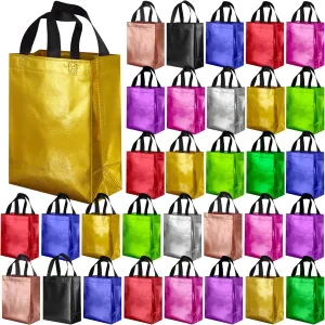 BLEWINDZ 100Pcs Medium Gift Bags Bulk – 10.2" Reusable Gift Bag with Handles - Ideal as Party Favor Bags, Shopping Bag (10 Colors)