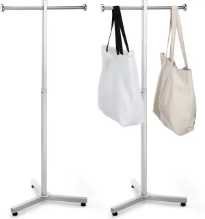 Blulu 2 Pcs Heavy Duty Adjustable Shopping Bag Rack Metal Rack for Retail Store Chrome Handbag Display Stand for Trade Show Boutique Small Business, 45 Inch (Silver)