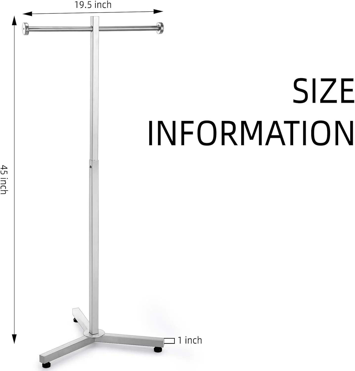 Blulu Heavy Duty Adjustable Shopping Bag Rack Metal Rack for Retail Store Chrome Handbag Display Stand for Trade Show Boutique Small Business, 45 Inch(1 Pcs,Silver)