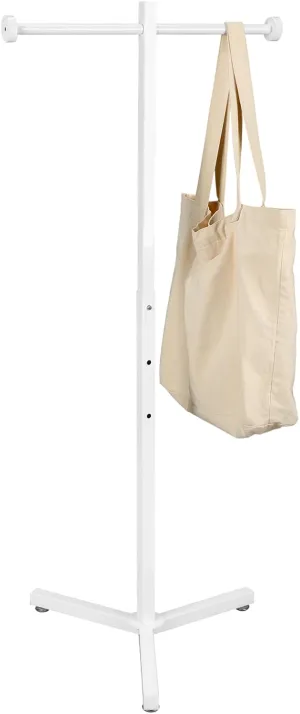 Blulu Heavy Duty Adjustable Shopping Bag Rack Metal Rack for Retail Store Chrome Handbag Display Stand for Trade Show Boutique Small Business, 45 Inch(1 Pcs,White)