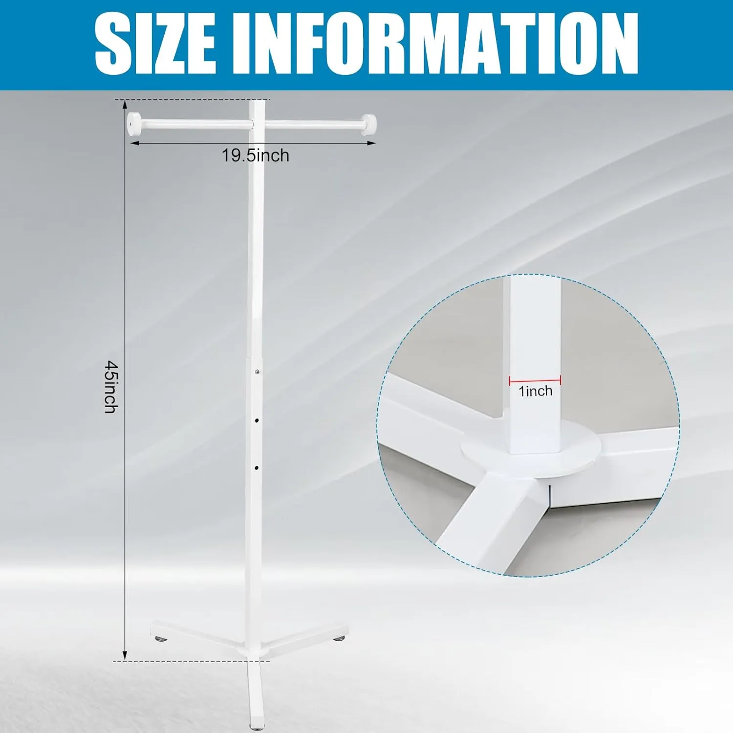 Blulu Heavy Duty Adjustable Shopping Bag Rack Metal Rack for Retail Store Chrome Handbag Display Stand for Trade Show Boutique Small Business, 45 Inch(1 Pcs,White)