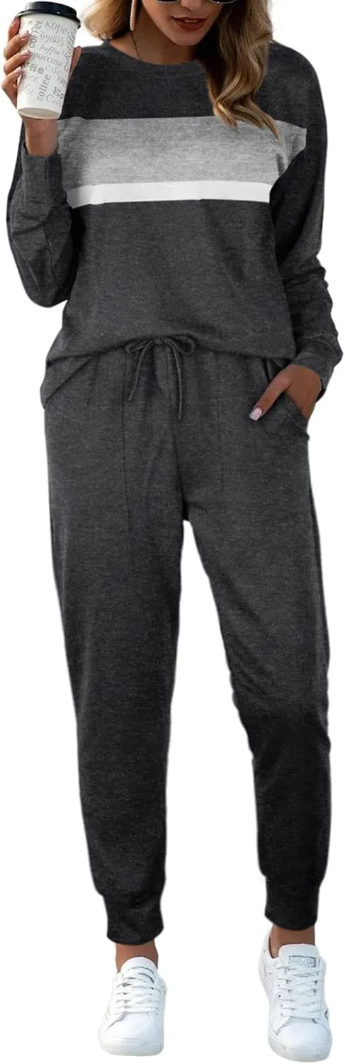 Bofell Lounge Sets for Women Two Piece Travel Outfits Sweatsuits 2 Piece Fashion 2024 Trendy Pajamas